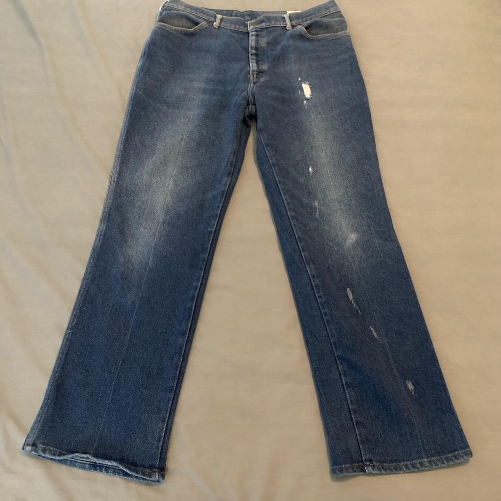 Farah Jeans Mens Blue Wide‎ Leg Distressed Denim Pants Medium Wash 5 Pocket